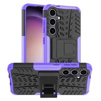 For Samsung Galaxy S24 Case S24 Plus Ultra Cover Armor Silicone Rubber Anti drop Phone Stand Protector Cover Samsung S24 Case S24 violetinė