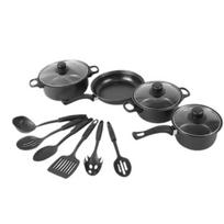 13 vnt. nelipnus wok puodas, gilus puodas, keptuvė, mentelė, virtuvės maisto gaminimo rinkinys, indų rinkinys, buitinis raudona