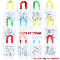 5-20pcs DIY Non-woven Fabric Graffiti Bag with 6-color Mini Pen Reusable Birthday Party Gift Bag Painting Drawing Goodie Bags