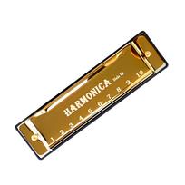 1pc Metal 10 Holes Chromatic Harmonica Black/Golden/Silvery Standard Vocal Range Portable Beginner's Introductory Instrument YMY