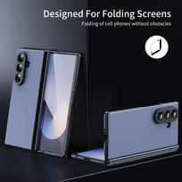 For Samsung Galaxy Z Fold 7 6 5 4 3 AG Matte Vacuum Plating Hinge Full Protective Glass Front Film Drop Resistant Phone Case For Galaxy Z Fold 7 tamsiai mėlyna spalva