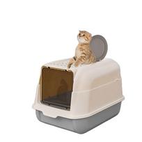 Extra Large Semi-Enclosed Cat Litter Box with Odor Control and Sand Trap Model D Full-Closed/Open Dual-Use [Black]