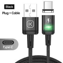 KUULAA magnetinis kabelis Micro USB Type C greito įkrovimo laidas skirtas iPhone Xiaomi samsung Android mobiliojo telefono įkroviklio magnetinis USB laidas 1M + 3 Plugs juoda