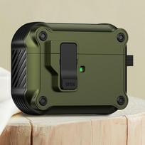 Automatinis jungiklis Užrakinti belaidžių ausinių dėklas, skirtas Airpods Pro 2022 Armor smūgiams atsparus ausinių įkrovimo dėžutės dangtelis, skirtas Airpods 2 3 airpods 1/2 armijos žalia spalva