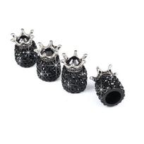 4 vnt. Karūna Bling Deimantas Kristalas Ratų Gaubteliai Kalnų Krištolas Molio ABS Automobilio Padangų Ventiliai Padangų Stiebas Oro Vožtuvo Gaubteliai Hermetiškas Dangtelis Bling 4pcs Black