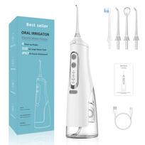 Nešiojamas burnos drėkintuvas vandens srove dantų praplovimo įrenginys 310ml USB įkraunamas vandens rinkiklis Flosser 4 purkštukų dantų valiklis white