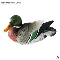 Resin Statue Mandarin Duck Courtyard Pond Floating Simulation Not To Decorations Swan Animal Or W4E8  green-1pcs