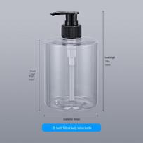 500 ml talpos permatoma plastikinė pompos buteliukas dušo želėi ir šampūnui
