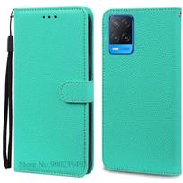 OPPO A54 dėklas A54 5G piniginės odinis atverčiamas dėklas OPPO A54 5G dėklui CPH2239 CPH2195 OPPOA54 A 54 smūgiams atsparus telefono dėklas Fundas OPPO A54 (A54 4G) dangaus mėlyna spalva