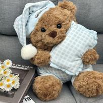 Cute pillow bear plush toy doll soothing bear doll pajamas bear sleeping doll gift girl 35cm