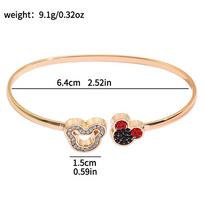 Mickey Mouse Luxury Gold Color Bangles For Women Fashion Cubic Zirconia Bracelets Party Jewlery Accessories Gift