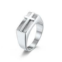 Stainless Steel Seal Holy Light Cross Ring Ring Men's Retro Metal Style Hiohip Jewelry 7#