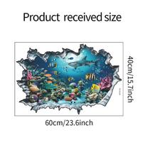 S-1Pc 3D Wall Stickers Shark Broken Wall Aquarium Ocean Wall Stickers For Kids Room Bathroom Kitchen Home Decororation