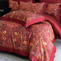 Luxurious All-Cotton Long-Staple Four-Piece Wedding Duvet Cover Set in Retro Red 1.5m sheet set/for 200*230cm duvet