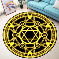 Round Colorful Gradient Pentagram Magic Circle Carpet Living Room Bedroom Decorative Rug Mysterious Style Home Decoration 40x40cm