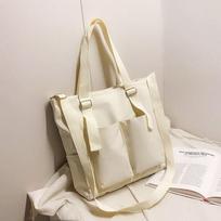 Japanese Canvas Tote Bag Solid Color Student School Bag Large Capacity Shoulder Bag  Streetwear balta