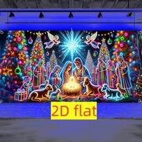 2D Neon Holy Nativity Scene Photo Backdrop Christmas Jesus Birth Party Background Cloth 47.2x31.5inch/120*80cm