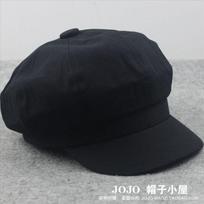 Drobės kepuraitė-beretė moteriška retro universali dailininko kepurė unisex drobės kepuraitė-beretė moteriška beretė Extra small size 54cm juoda