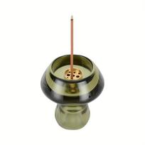 Mushroom Glass Candle Holder 9-Hole Brass Incense Stand 2-in-1 Aromatherapy Diffuser for Home Office Yoga Meditation Zen Decor