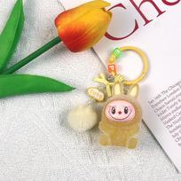 Luminous Flocking Sitting Bubu Doll Cute Pendant Creative Cartoon Keychain Mobile Phone Chain Bag Pendant Labu