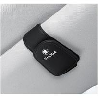 ABCDGE1 Car Logo Sun Visor Glasses Clip Ticket Card Storage Clamp For Skoda Yeti Vrs Kodiaq Kamiq Karoq Octavia Fabia Superb Enyaq Rapid
