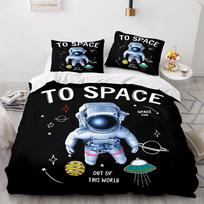3D Space Series patalynės komplektas Astronaut antklodės ir pagalvės užvalkalas 2/3 dalių minkštas ir greitai džiūstantis namų dekoras vaikų kambariams Baby 100x135cm gray