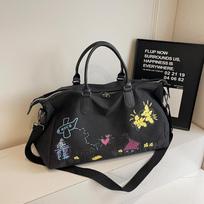 NEW Canvas Zipper Travel Bag Patchwork Large Capacity Casual Cute Shoulder Bag Soft Versatile Trendy Travel Duffels kava