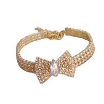 Rhinestone Bow-knot Necklace for Small Animals Collar Dog Necklace Cat Necklace Pet Products auksas