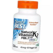 Vitamin K2 in the form of MK-7, Natural Vitamin K2 MK-7 with MenaQ7 45, Doctor's Best 60vegcaps (36327074) 60vcaps
