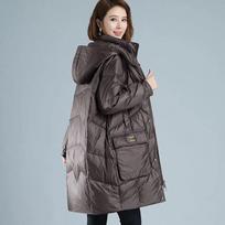 Žieminė parka moterims ilga striukė su kapišonu, nuimama, pašiltinta, laisva, užsegama užtrauktuku, su kišenėmis, šilta, sniego apranga, moteriškas pūkinis paltas 6XL kava