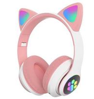 Buetooth ausinės Cat ears LED, rožinės