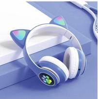 Buetooth ausinės Cat ears LED, mėlynos