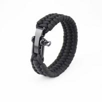 Išgyvenimo virvė „Paracord“ apyrankė lauko kempingo žygiams, plieninė sagtis 9 inches 23cm juoda