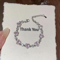 Zircon Heart Shape Pave Bracelet With Silver Finish For Women Gift Giving