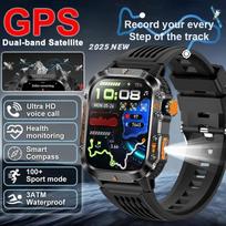 2026 Visiškai naujas lauko karinis GPS išmanusis laikrodis 2,01 colio AMOLED ekranas IP69K atsparumas vandeniui Kompasas Bluetooth skambučiai Sportas Fitnesas Plaukimo apyrankė SmartWatch juoda
