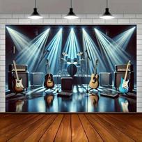 2D Live Music Band Stage Lighting Musical Instrument Wall Hanging 47.2x31.5inch/120*80cm white