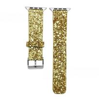 Apple Watch Leather Band With Glitter Finish For Fashionable Wear Gold,38mm