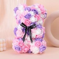 1 Multicoloured Rose Bear Realistic Foam Rose Flower Bear Christmas/Valentine's Day/Mother's Day/Anniversary/Wedding Gift