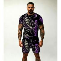Animal Scorpion Pattern Printed Outdoor Street Men's T-shirt and Shorts 2 Piece Set Summer Home Casual Outfit Men's and Women's Sports Set XXS