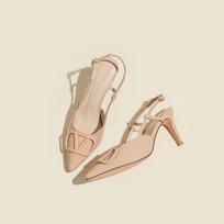 2024 Women's Nude High Heel Stiletto: Transparent One-Strap Fairy Style Sandals for Summer 36 kūno spalva