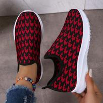 2024 Slip on Flat Casual Shoes Women Mesh Knited Sneakers Sport Breathable Lightweight Shallow Mouth Comfortable Walking Shoes 35 raudona