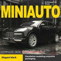 1:32 mastelio Porsche Cayenne Turbo lydinio automobilio liejimo modelis Garso ir šviesos miniatiūrinio automobilio modelis Dekoratyvūs madingi papuošalai draugo dovanai juoda