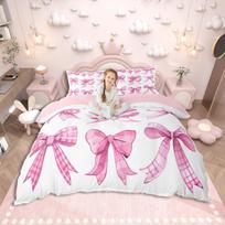 Homewish Mielas kaspinėlių antklodės užvalkalų komplektas, Kawaii peteliškės patalynės komplektas, Rožinis animacinių filmukų žvaigždžių patalynės komplektas mergaitei, Kvėpuojantis namų dekoras UK C 120x150cm 2pcs&set