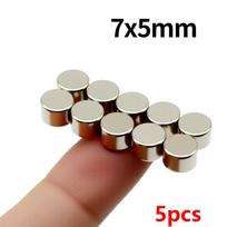 7x5mm Super stiprus neodimio magnetas N35 NdFeB Nuolatinis magnetinis imanes Apvalus galingi magnetai Šaldytuvo magnetas