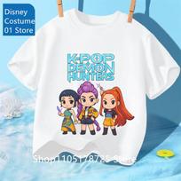 HUNTRX Cloth k-pop Demon Hunters T Shirt K pop Sleeve Rumi Mira Zoye Kpop Warriors T-shirt Huntrix kpop Tshirt Kids Clothing 110