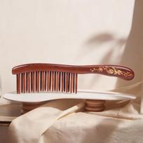 Tan Mujiang Solid Wood Long Handle Hair Comb Gift Set