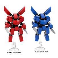 Mini Mech Kariūnas Robotas Statybiniai Blokeliai Žaislas Kūrybiškas „Pasidaryk pats“ Raudonas Mėlynas Kovotojas Vaikams Mokomasis STEM Žaislas blue