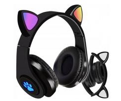 Buetooth ausinės Cat ears LED, juodos