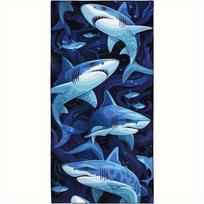 Aesthetic Shark Pattern Beach Blanket Funny Animal Print Bath Towel for Bathroom Gym Sports Decorative Microfiber Travel Towel 50x100cm