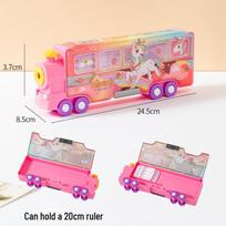 Cartoon Double-sided Magnetic Stationery Box - Large Capacity Plastic Pencil Case